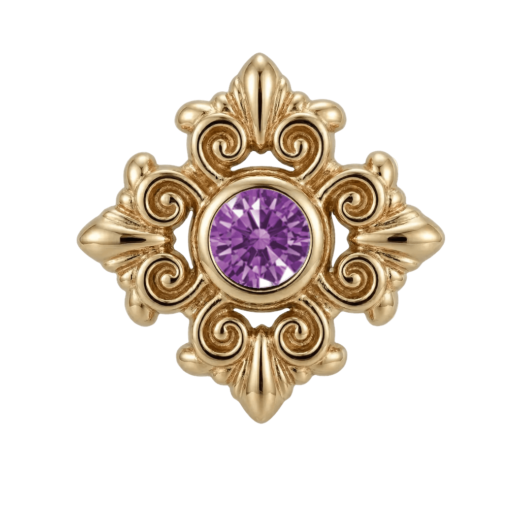 Square Elegance - 14K Gold Threadless/Threaded - piercing-zone.com