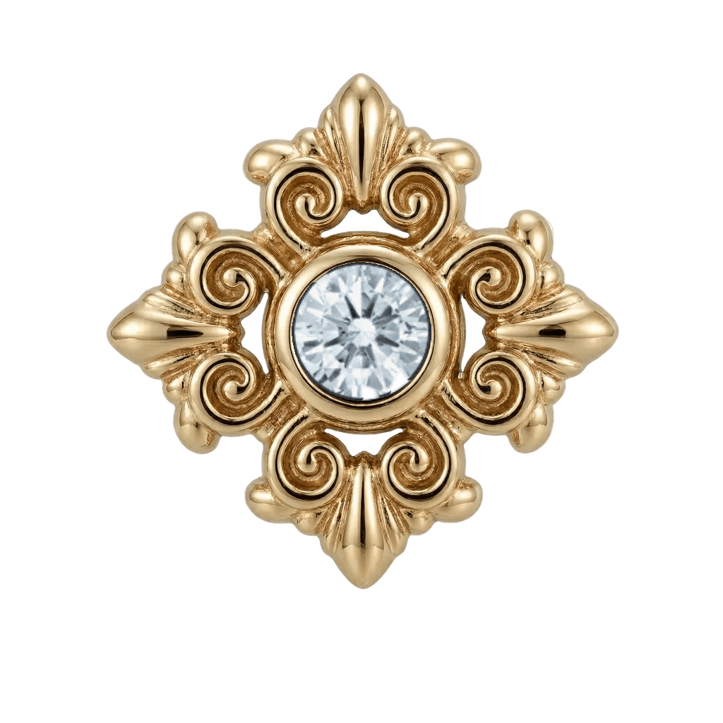 Square Elegance - 14K Gold Threadless/Threaded - piercing-zone.com