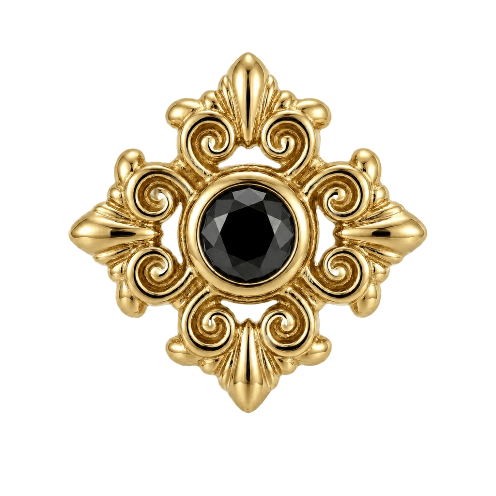 Square Elegance - 14K Gold Threadless/Threaded - piercing-zone.com