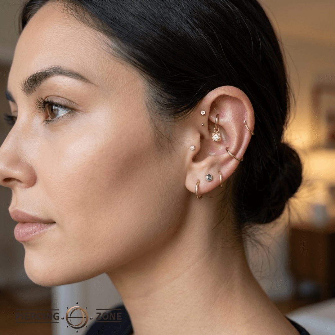 Square Prong with Gem – 14K & 18K Gold Gemstone Charm - piercing - zone.com