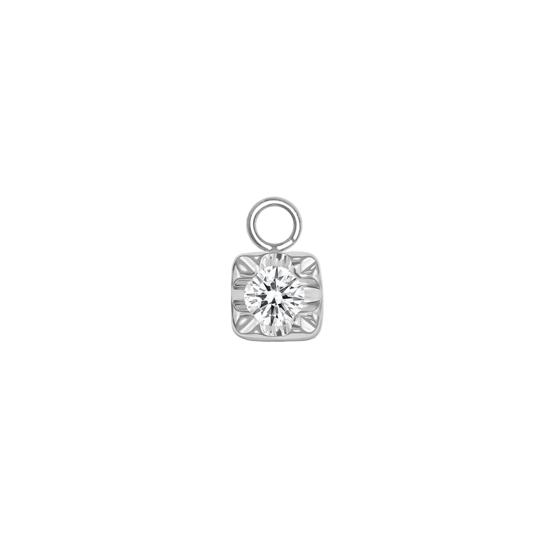 Square Prong with Gem – 14K & 18K Gold Gemstone Charm - piercing - zone.com