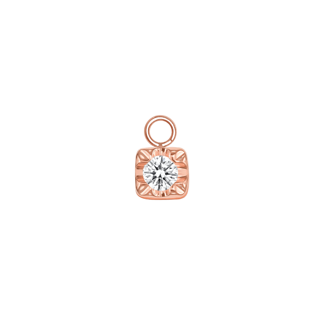 Square Prong with Gem – 14K & 18K Gold Gemstone Charm - piercing - zone.com