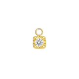 Square Prong with Gem – 14K & 18K Gold Gemstone Charm - piercing - zone.com