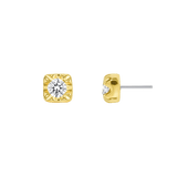Square Prong with Gem – 14K/18K Gold Threadless End - piercing - zone.com