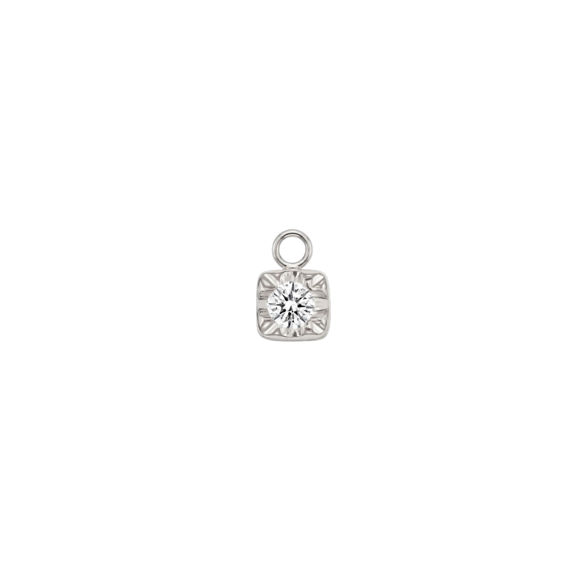 Square Prong with Gem – 14K & 18K Gold Gemstone Charm