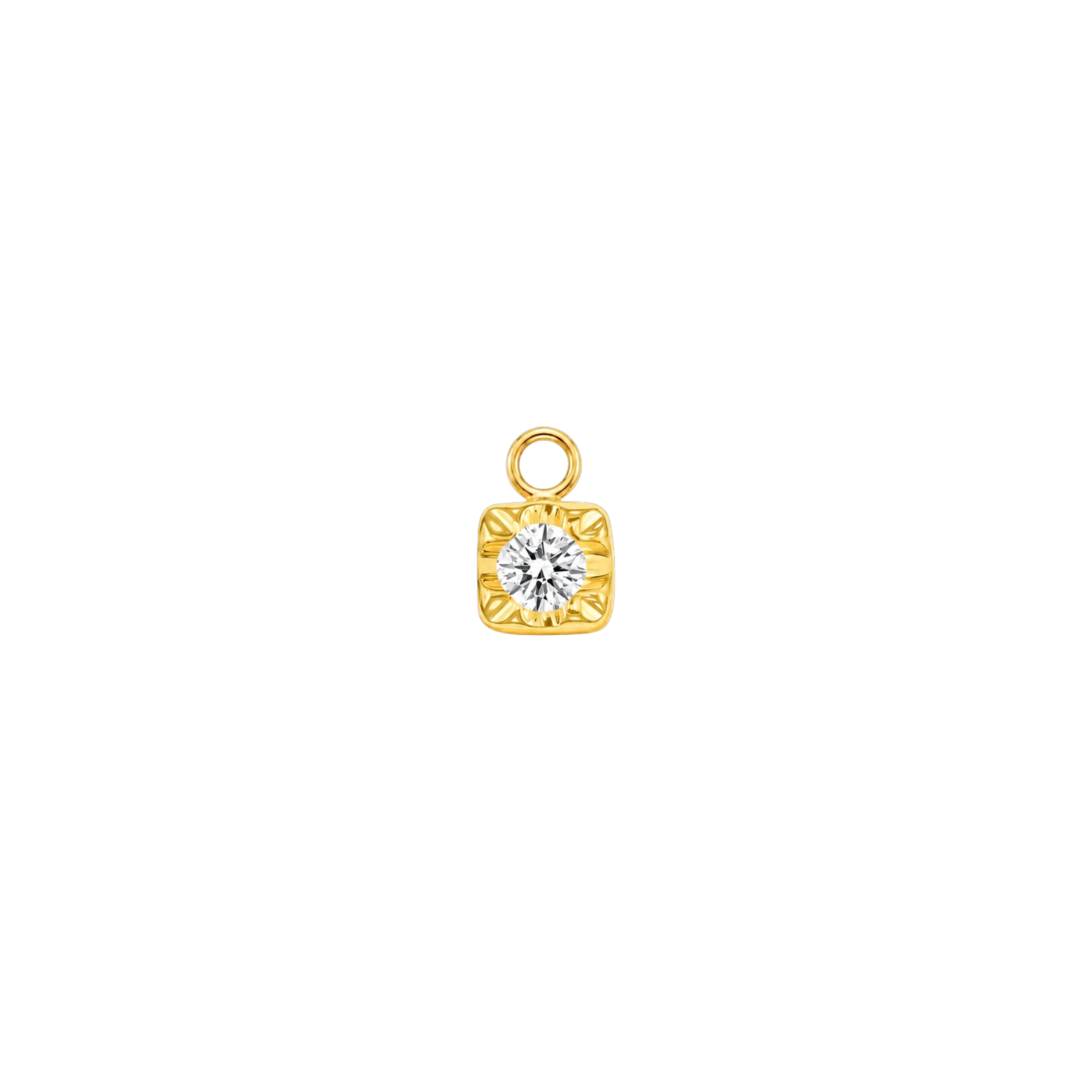 Square Prong with Gem – 14K & 18K Gold Gemstone Charm