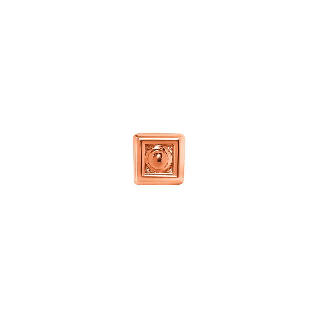 Square With Bead – 14K Gold Geometric End - piercing - zone.com