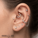 Square With Bead – 14K Gold Geometric End - piercing - zone.com