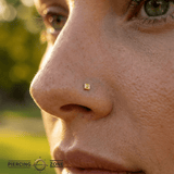 Square With Bead – 14K Gold Geometric End - piercing - zone.com