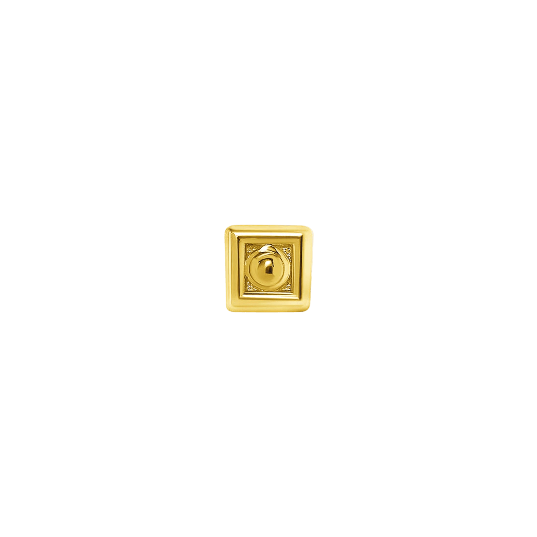 Square With Bead – 14K Gold Geometric End - piercing - zone.com