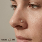 Square with Gem – 14K Gold Threadless/Threaded End - piercing - zone.com