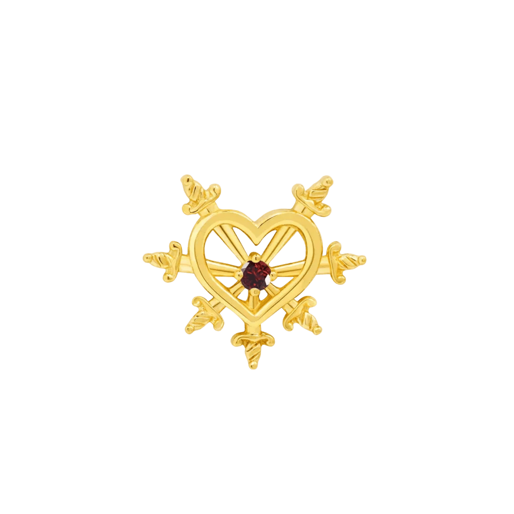 Stab My Heart – 14K Gold Threadless/Threaded End - piercing-zone.com