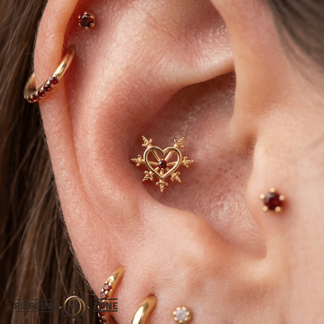Stab My Heart – 14K/18K Gold Gem Threadless End - piercing - zone.com