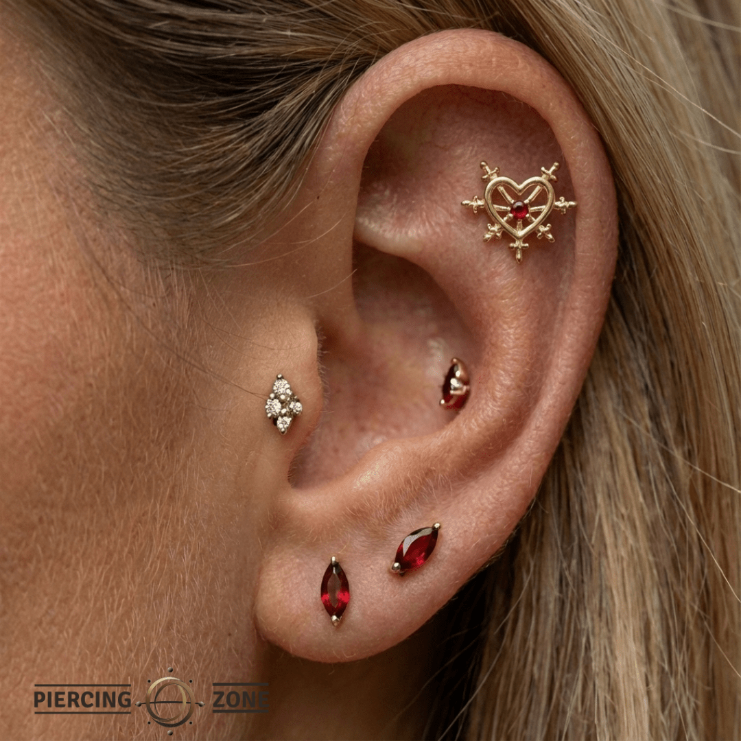 Stab My Heart – 14K/18K Gold Gem Threadless End - piercing - zone.com