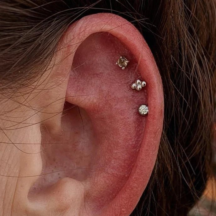 Smoky Quartz Prong – 14K Gold Threadless End