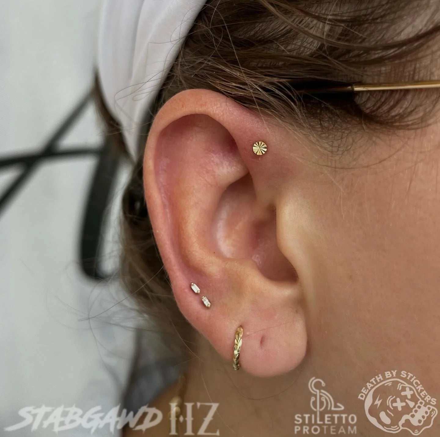 Paris - White Topaz Baguette - 14K Gold Threadless End