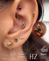 Lyra – Moss Agate + CZ – 14K Gold Threadless End