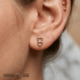 Stacked Hearts – 14K Gold Threadless/Threaded End - piercing - zone.com