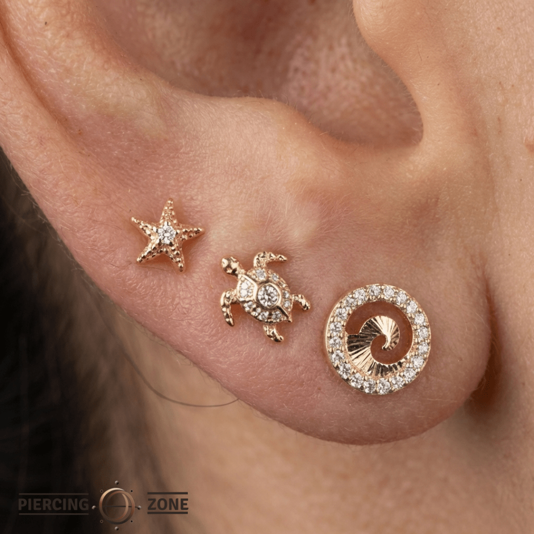 Stand Together – 14K Gold CZ Wave Threadless End - piercing - zone.com
