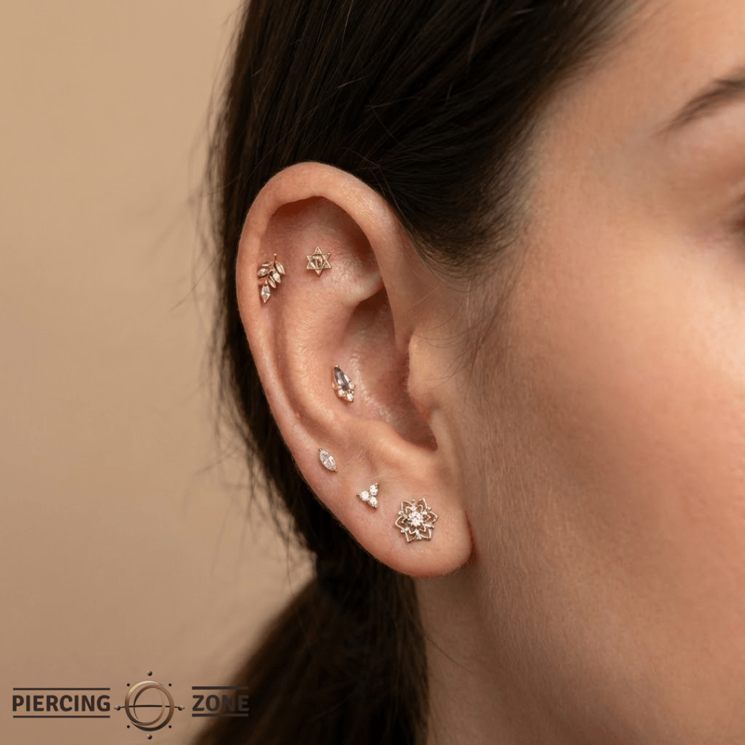 Star of David – 14K Gold Threadless/Threaded End - piercing - zone.com