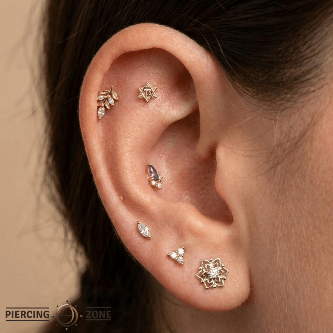 Star of David – 14K Gold Threadless/Threaded End - piercing - zone.com