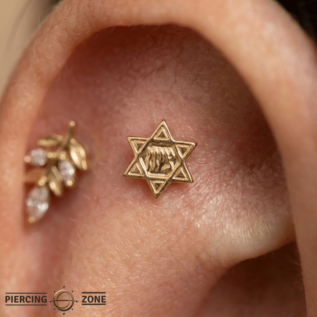 Star of David – 14K Gold Threadless/Threaded End - piercing - zone.com