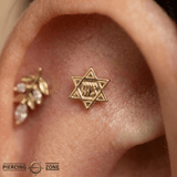 Star of David – 14K Gold Threadless/Threaded End - piercing - zone.com