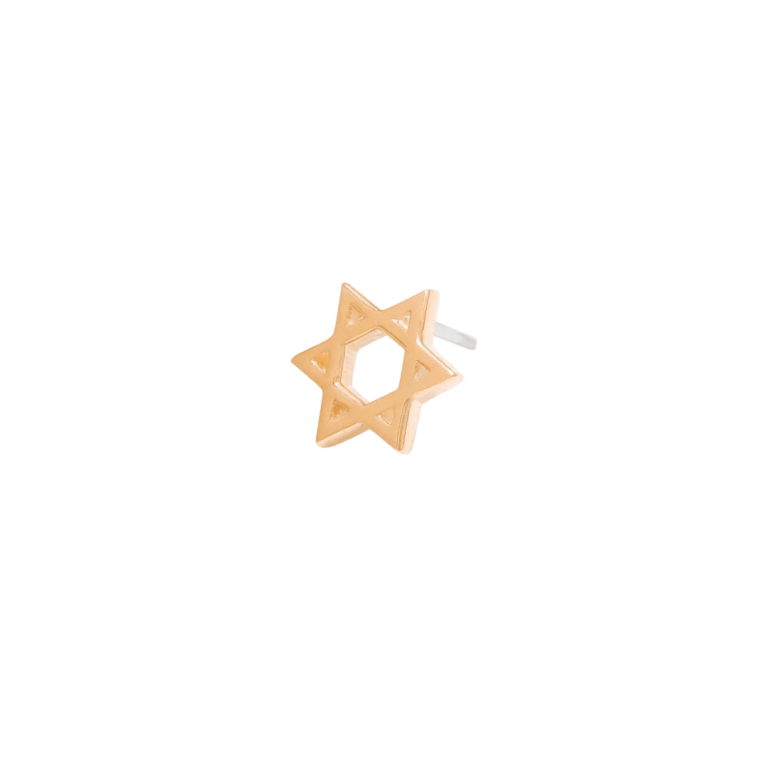 Star of David Pin - 14K Gold Star Threadless End - piercing - zone.com