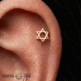 Star of David Pin - 14K Gold Star Threadless End - piercing - zone.com