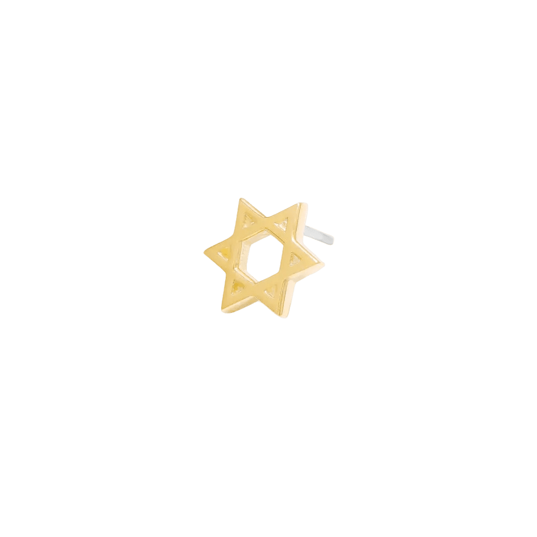 Star of David Pin - 14K Gold Star Threadless End - piercing - zone.com