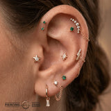 Star With Bezel – 14K/18K Gold Threadless End - piercing - zone.com