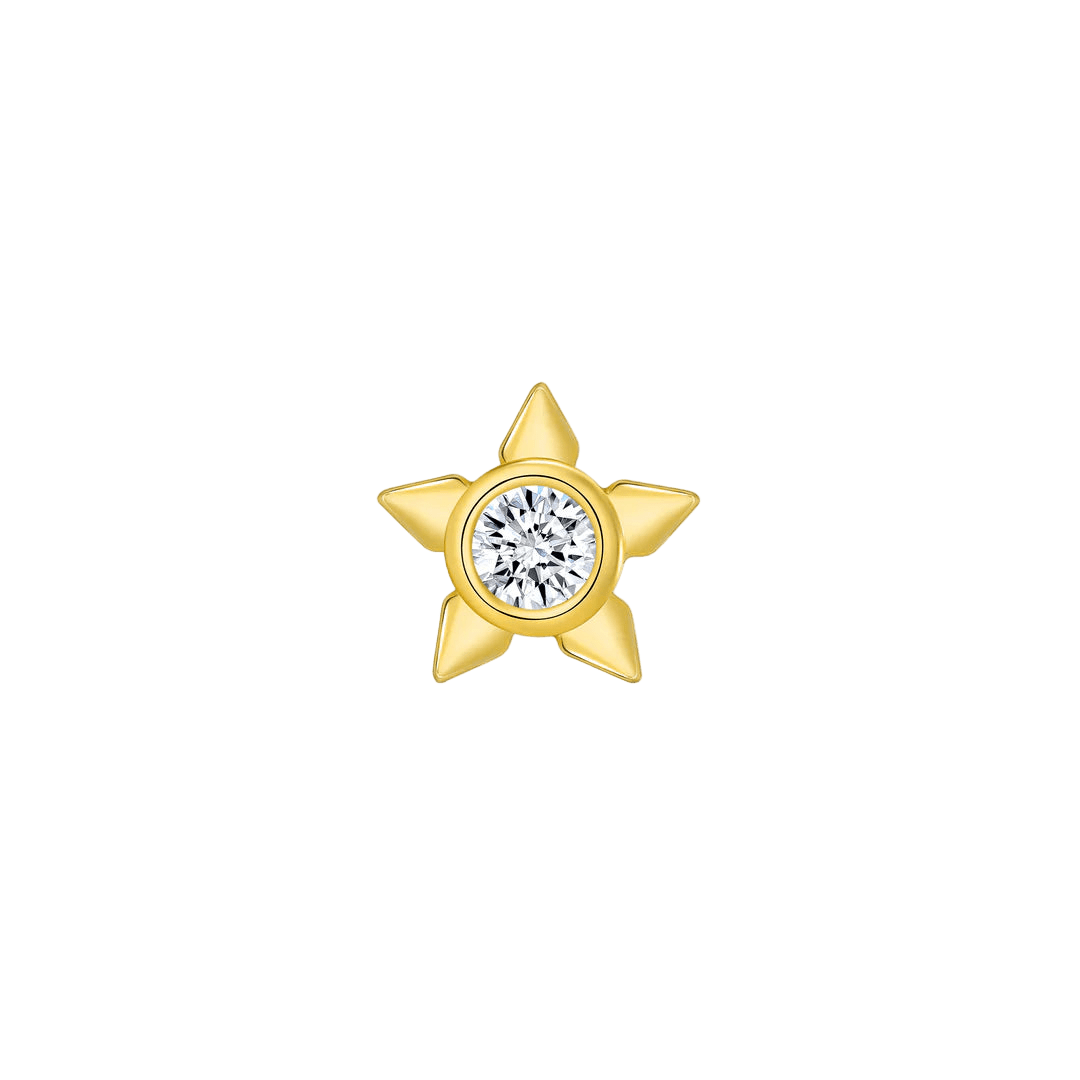 Star With Bezel – 14K/18K Gold Threadless End - piercing - zone.com