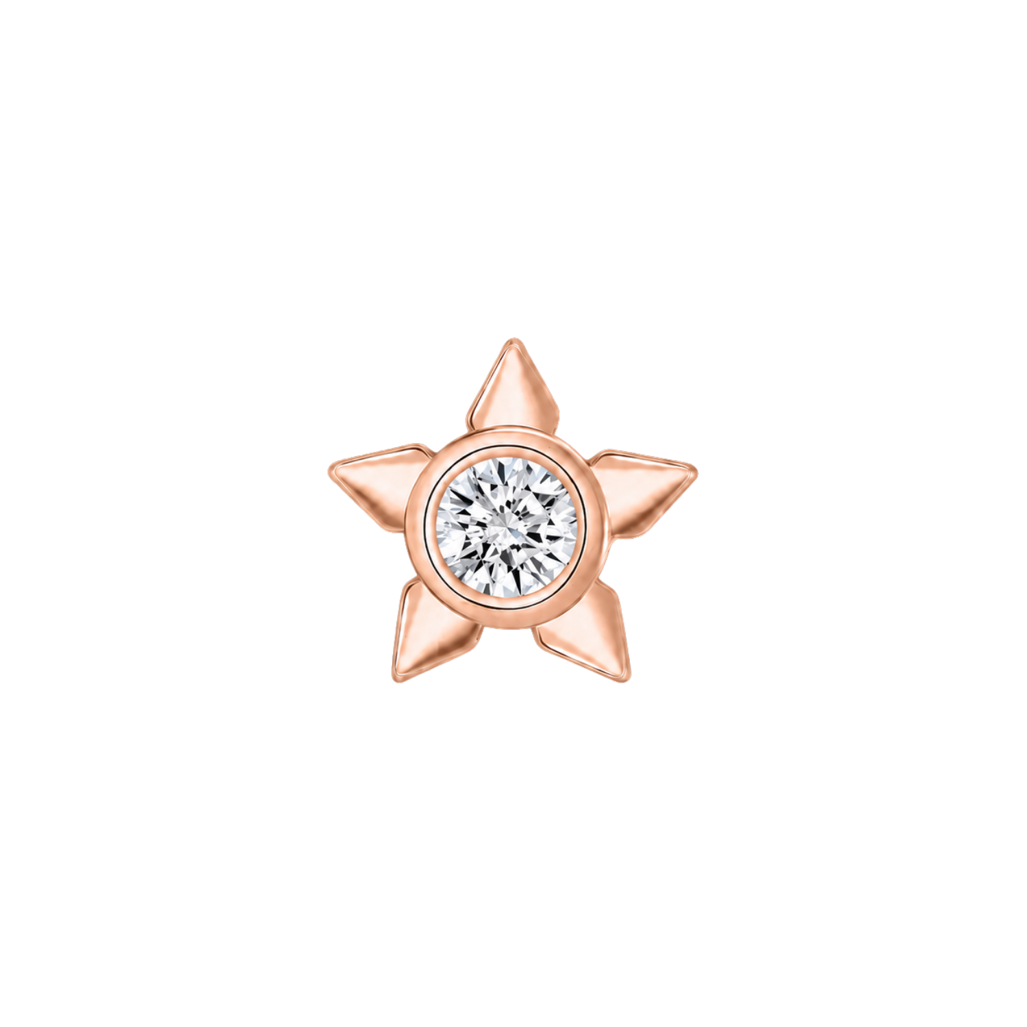Star With Bezel – 14K Gold Threadless/Threaded End