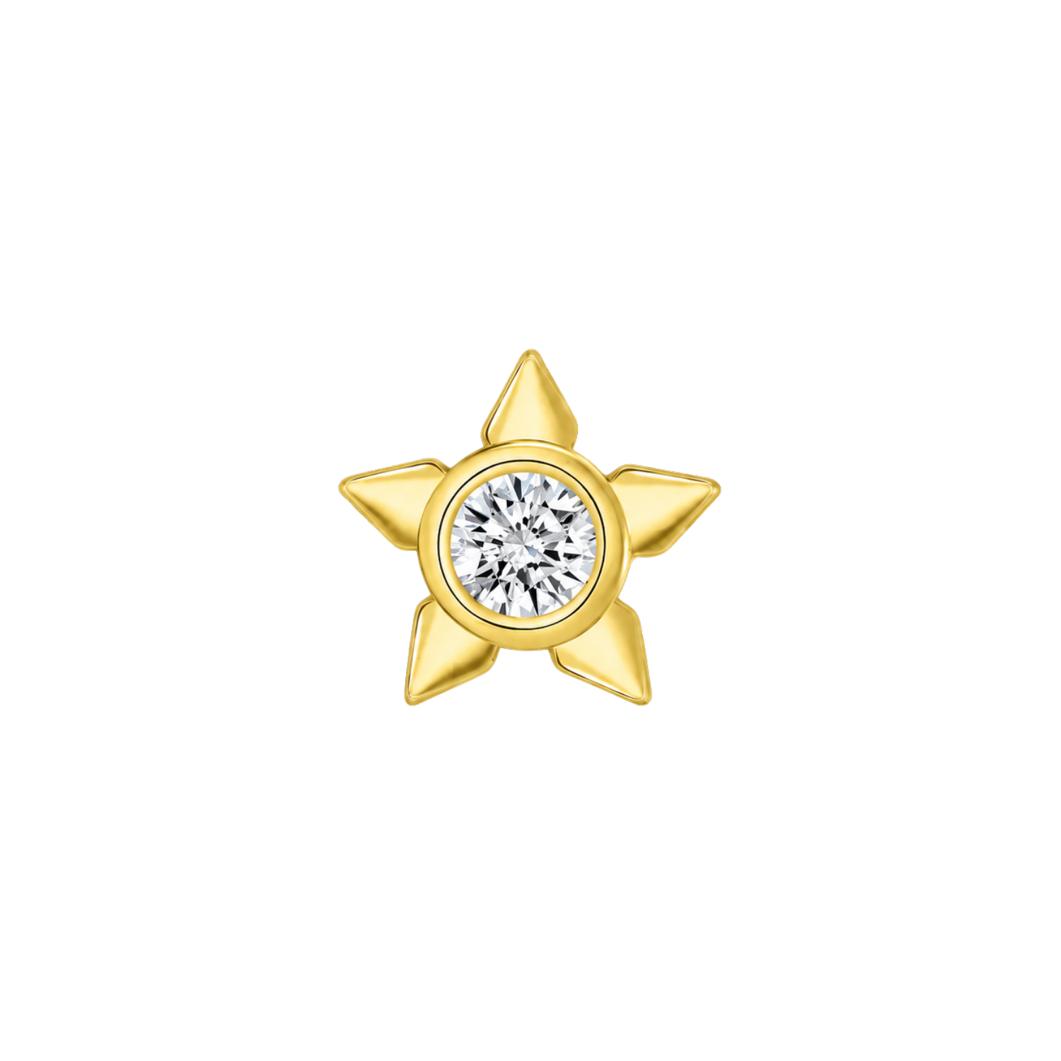 Star With Bezel – 14K Gold Threadless/Threaded End