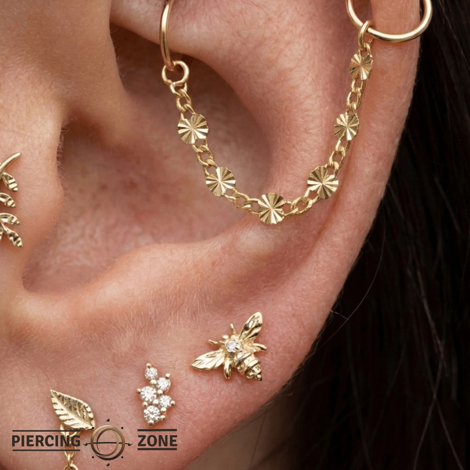 Starburst Chain – 14K Gold Piercing Chain - piercing - zone.com