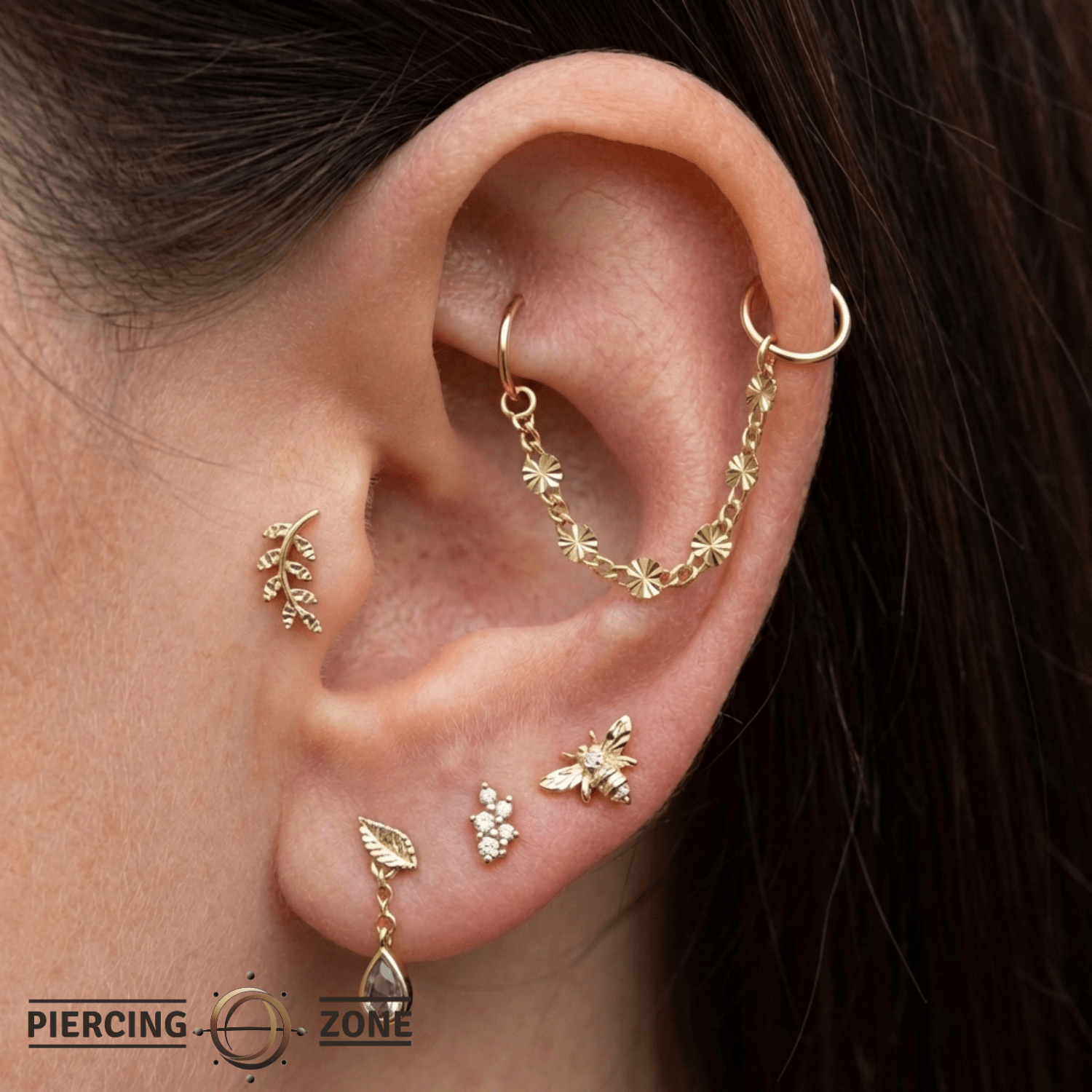 Starburst Chain – 14K Gold Piercing Chain - piercing - zone.com