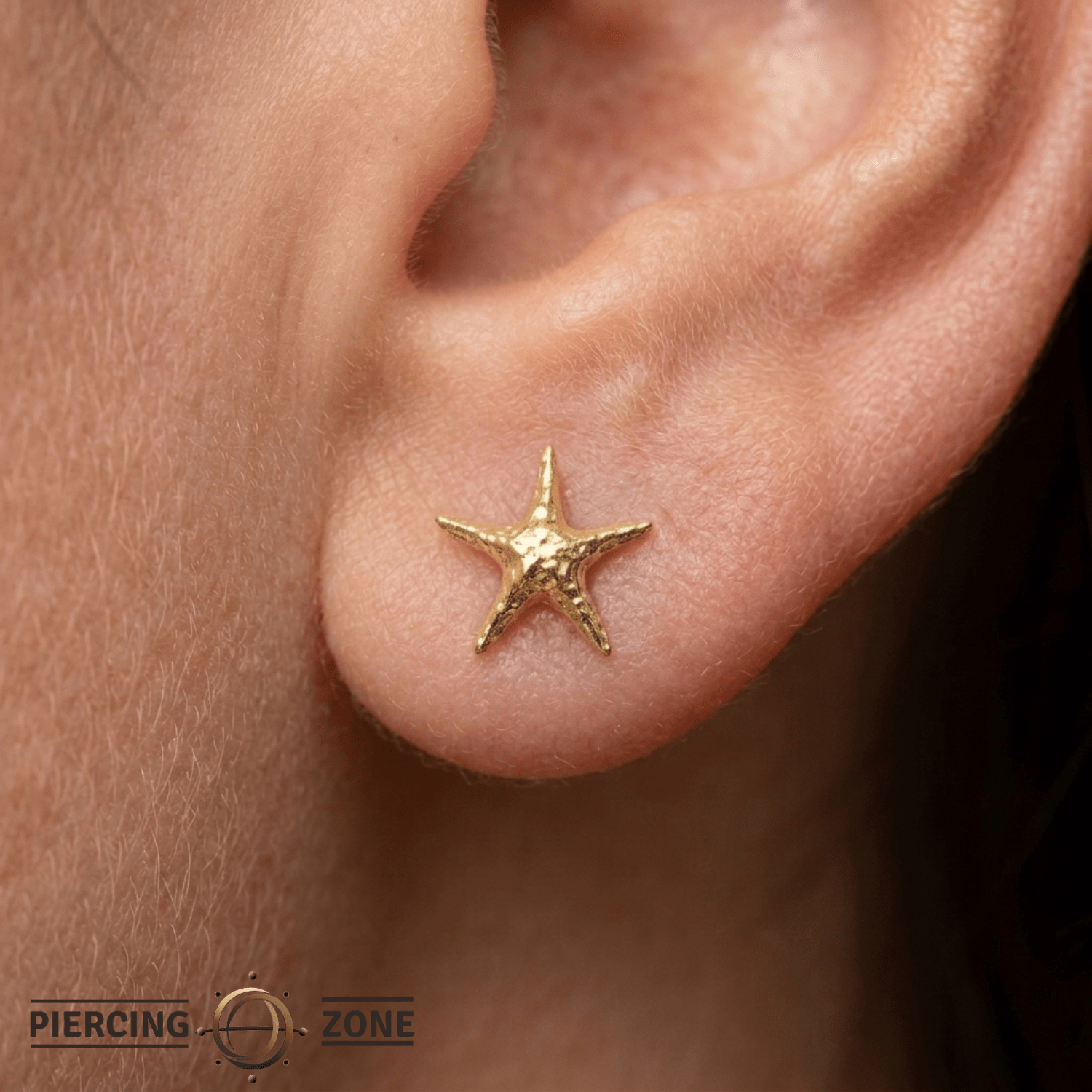 Starfish Glow – Ocean - Inspired – 14K Gold Threadless End - piercing - zone.com
