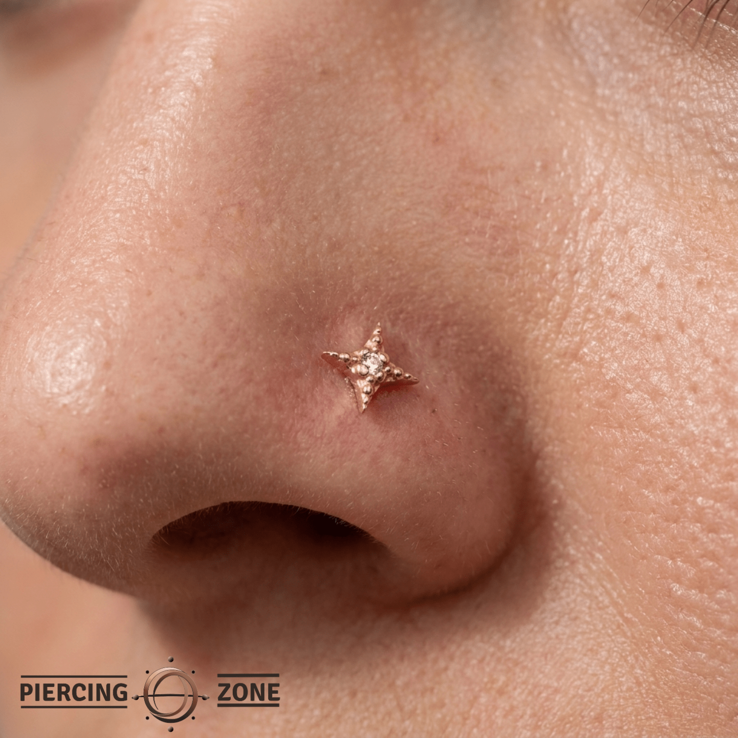 Starlight Pin - 14K Gold Gem Star Threadless End - piercing - zone.com