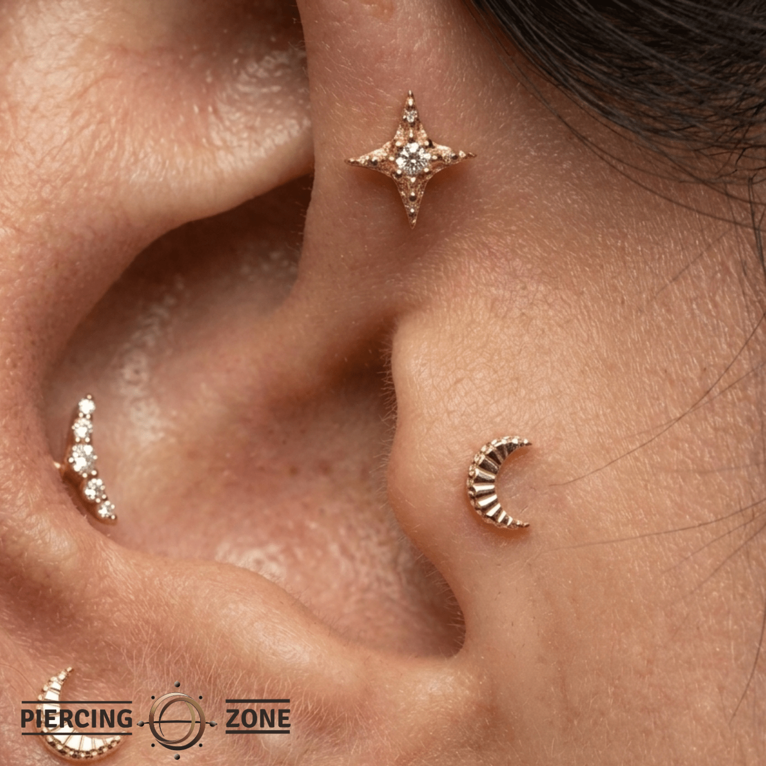 Starlight Pin - 14K Gold Gem Star Threadless End - piercing - zone.com