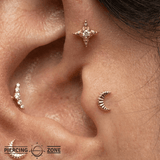 Starlight Pin - 14K Gold Gem Star Threadless End - piercing - zone.com