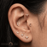 Starlight Pin - 14K Gold Gem Star Threadless End - piercing - zone.com