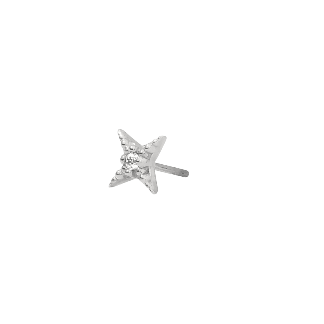 Starlight Pin - 14K Gold Gem Star Threadless End - piercing - zone.com