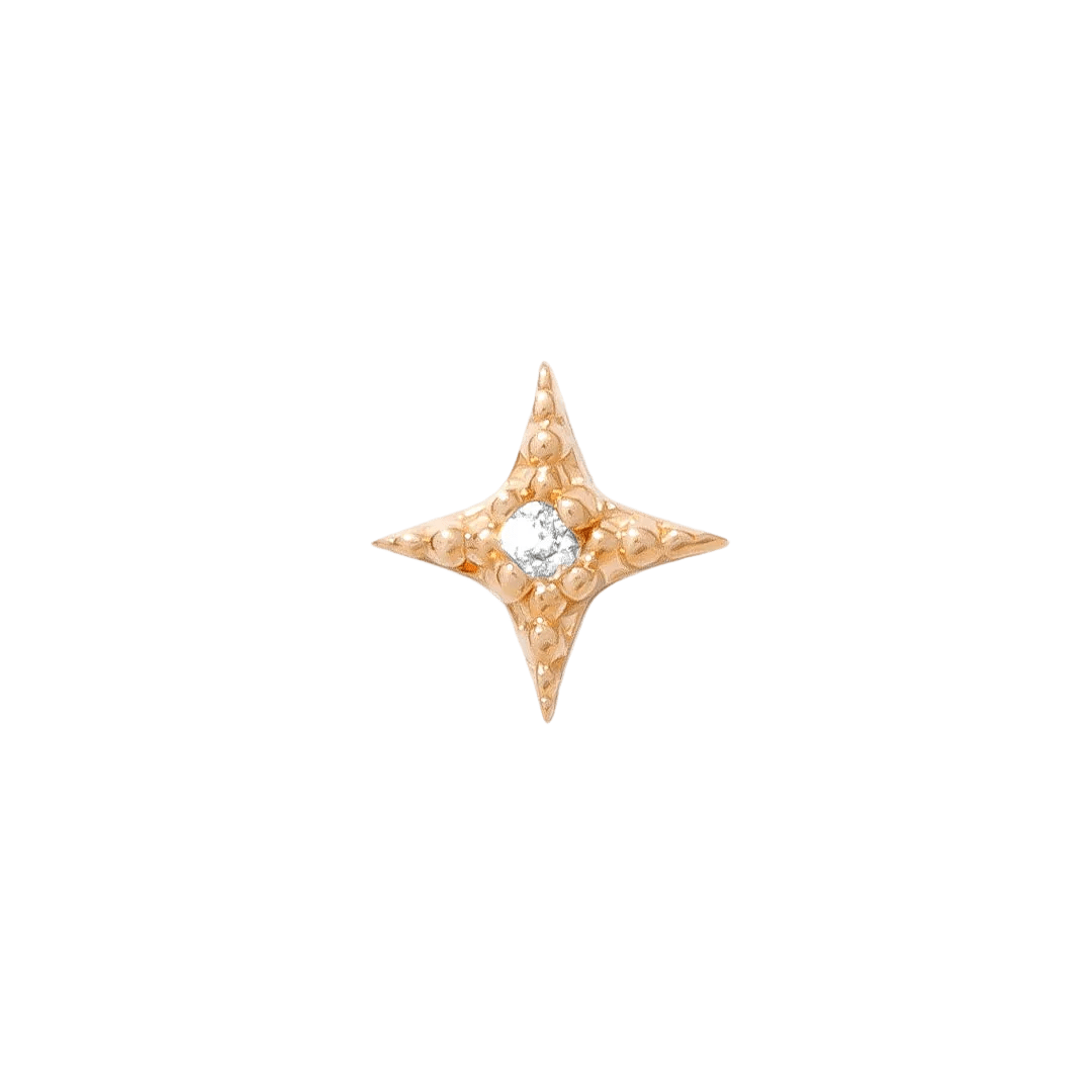 Starlight Pin - 14K Gold Gem Star Threadless End - piercing - zone.com