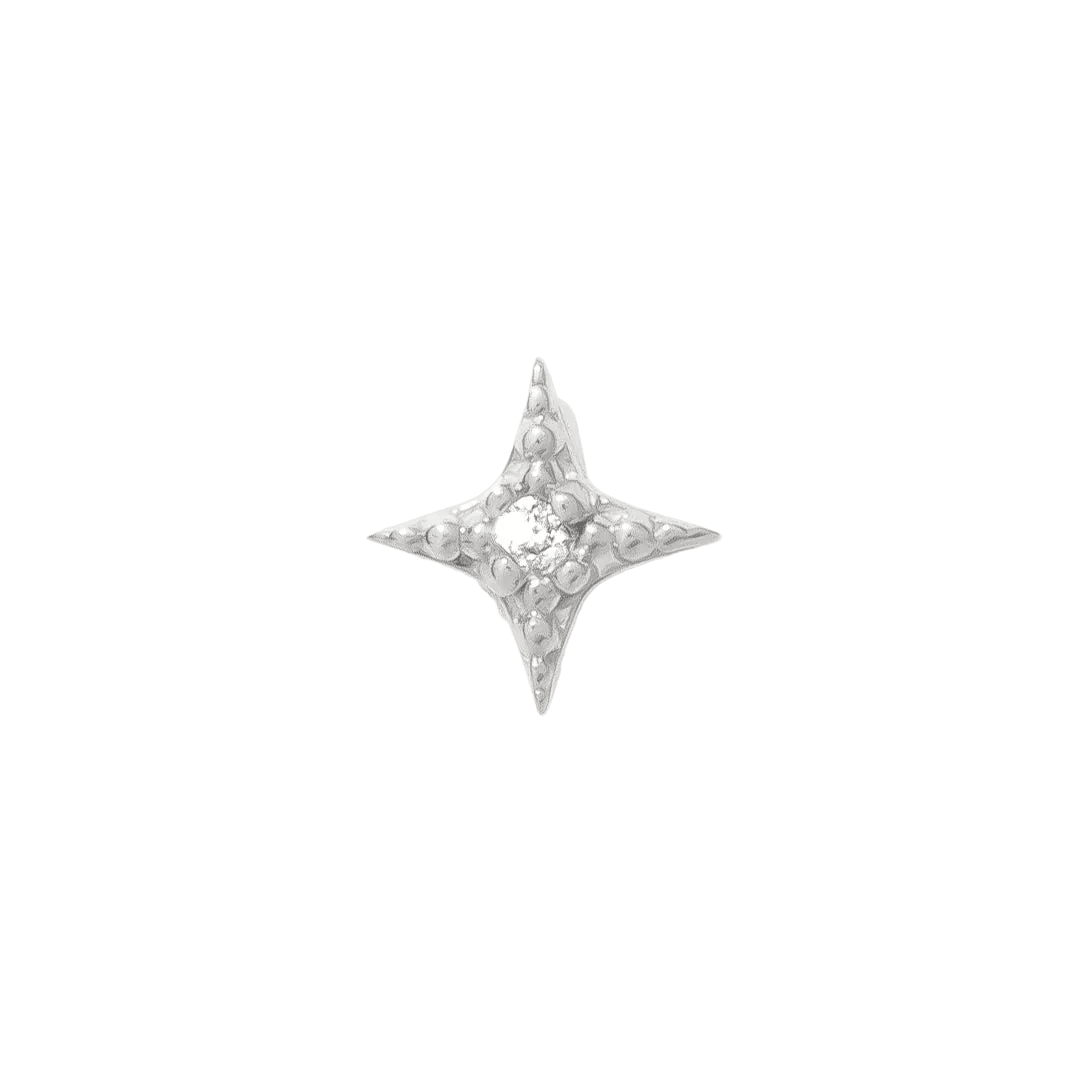 Starlight Pin - 14K Gold Gem Star Threadless End - piercing - zone.com