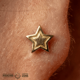 Starstruck – Etched Star Accent – 14K Gold Threadless End - piercing - zone.com