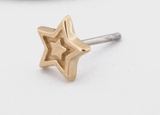 Starstruck – Etched Star Accent – 14K Gold Threadless End - piercing - zone.com
