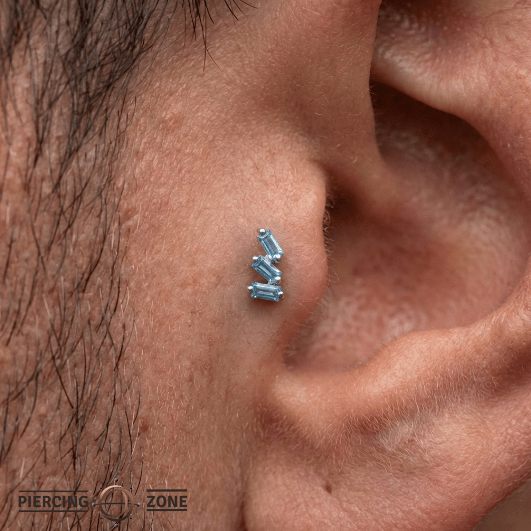 Staxx – London Blue Topaz Cascade – 14K Gold Threadless End - piercing - zone.com