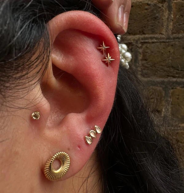 Stella – CZ Starburst – 14K Gold Threadless End - piercing - zone.com