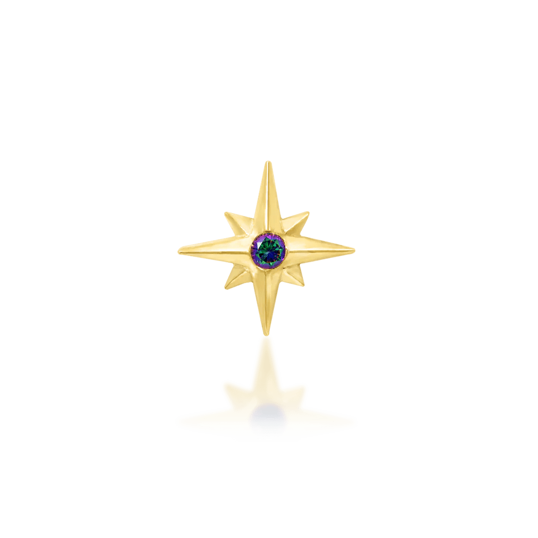 Stella – CZ Starburst – 14K Gold Threadless End - piercing - zone.com