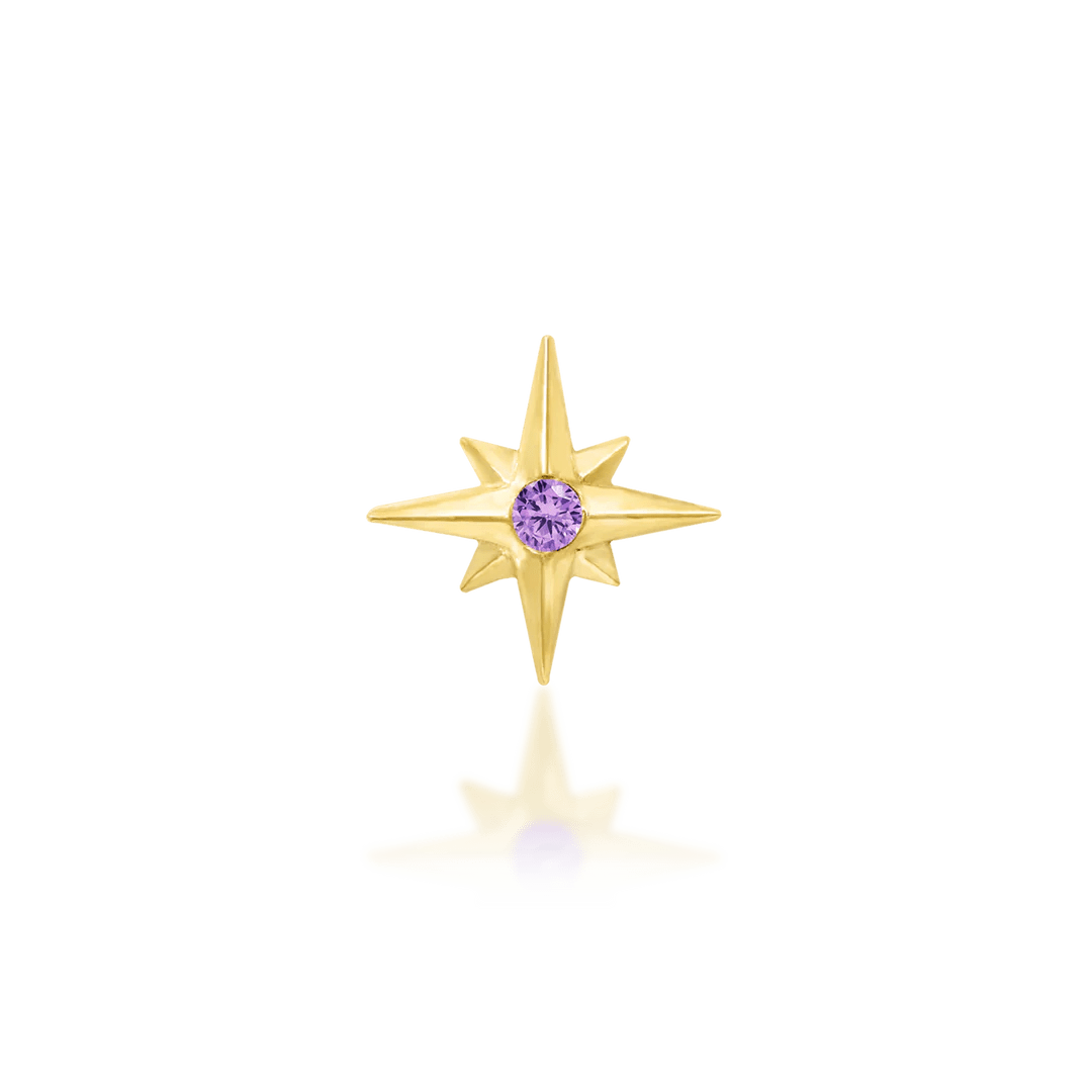 Stella – CZ Starburst – 14K Gold Threadless End - piercing - zone.com